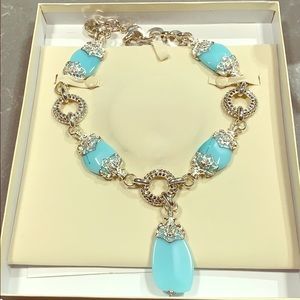 Vintage Blue and Silver Statement Necklace